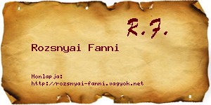 Rozsnyai Fanni névjegykártya